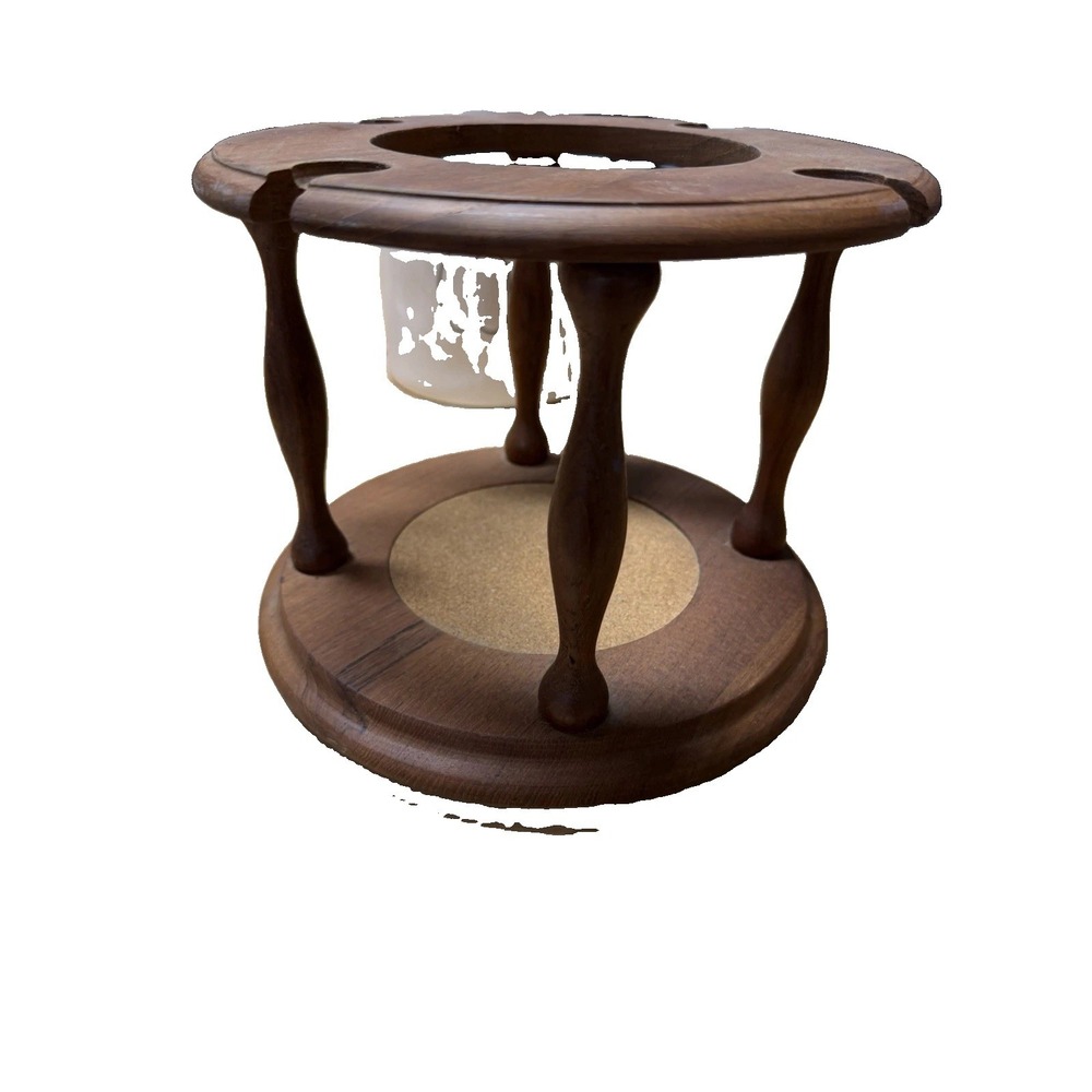 Vintage Goodwood Teak Wine Bottle Holder Glass Caddy Stand MCM Barware